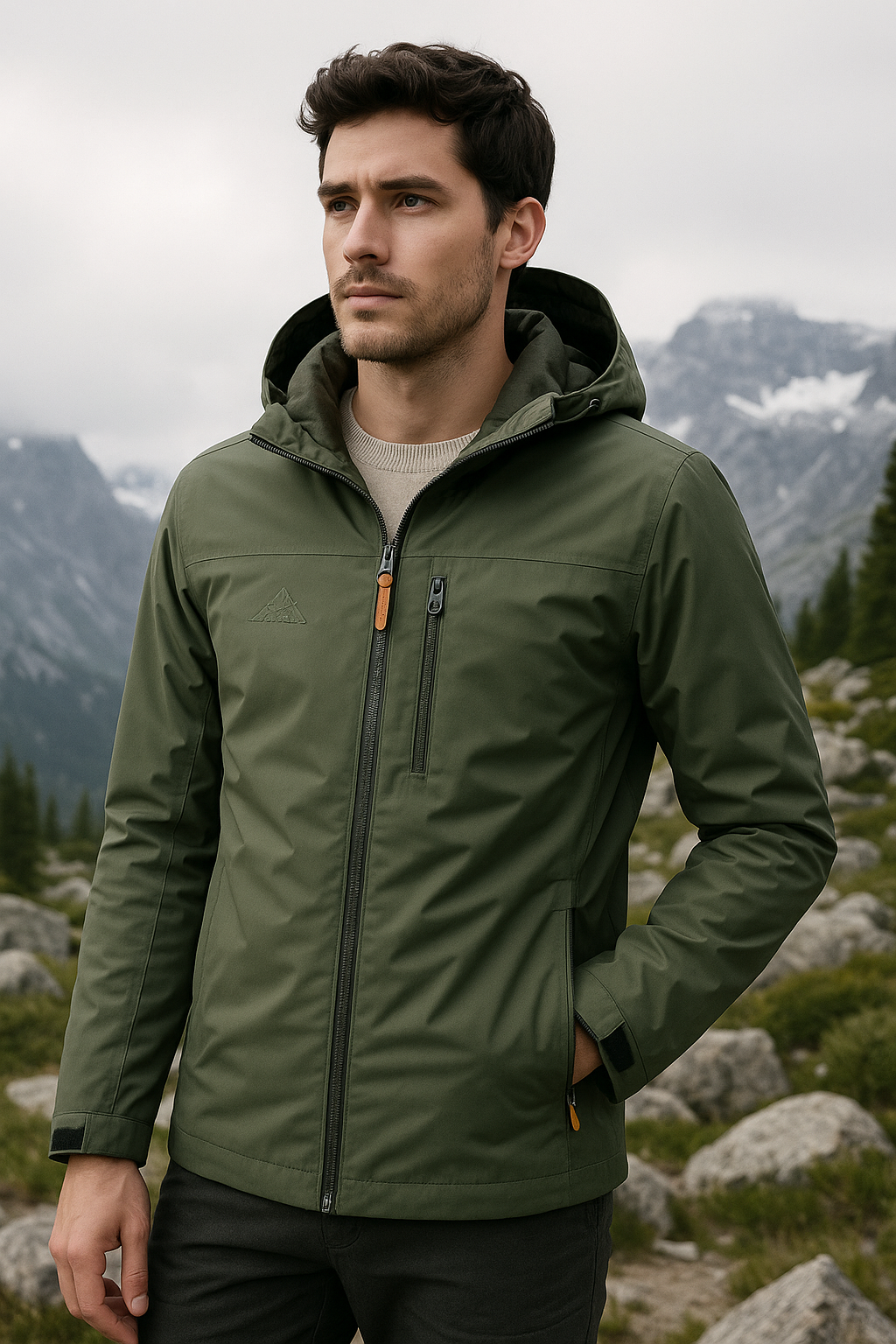 Herrenjacke Wind- und Wasserabweisend für Outdoor-Aktivitäten aus Weichem, Langlebigem Stoff 2