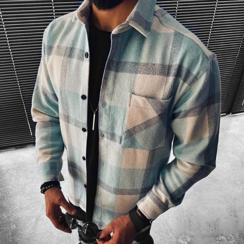 Variant image for Herrenhemd Karriert Atmungsaktive Baumwolle Sommer Hemd Langarm-10