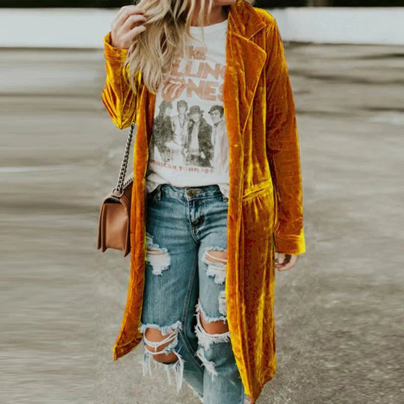 Lange Jacke Mit Samttaschen