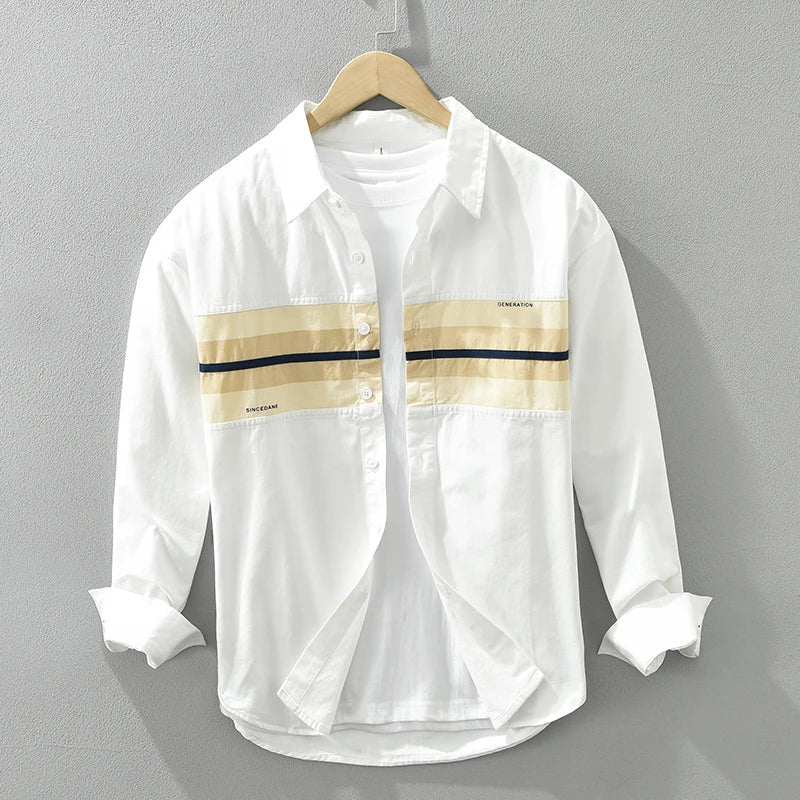 Variant image for Herren Hemden Langarm Patchwork Baumwolle für Lässigen Stil-13