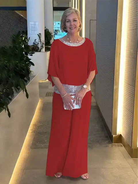 Variant image for Damen Abendset Glitzer-Top Palazzohose Elegantes Design Hochwertige Stoffe-31