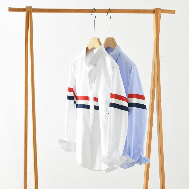 Herren Hemd mit gestreiftem Patchwork-Design aus Baumwolle 6