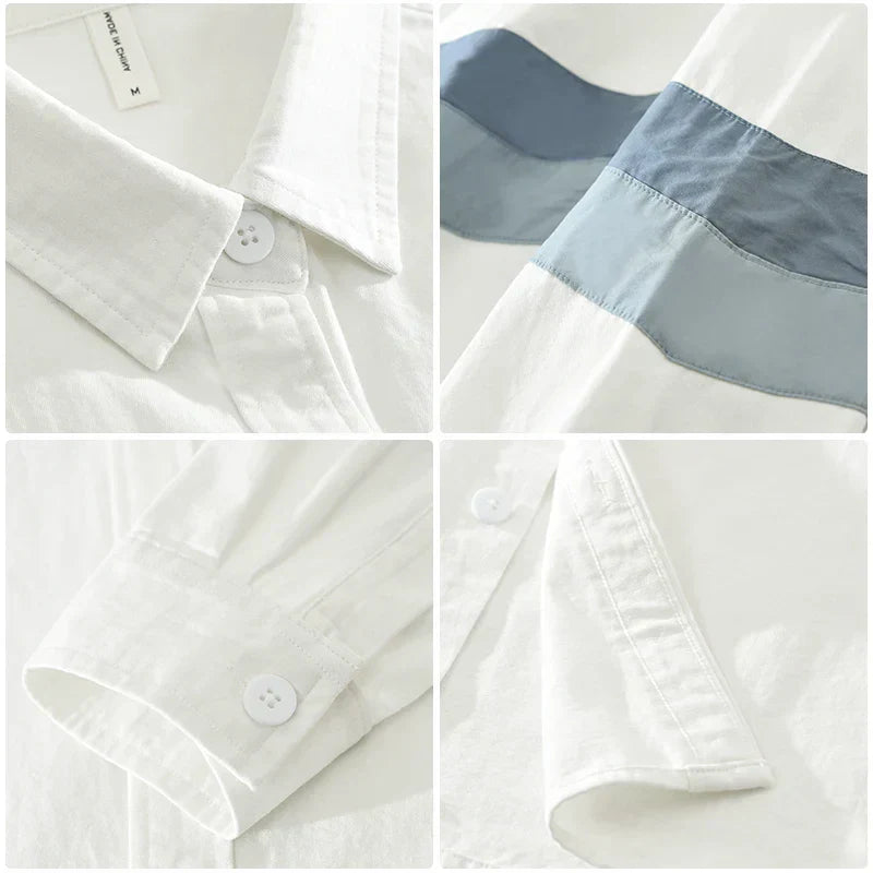 Herren Patchwork Hemd Lässiger Schnitt Baumwolle 5