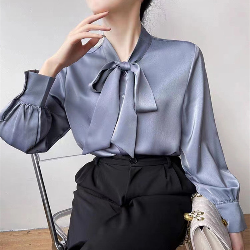 Damen Bluse Elegant Silkelook Klassisch für Festliche Anlässe