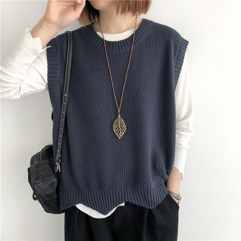 Damenpullover Ärmellos Rundhalsausschnitt Baumwolle Modern