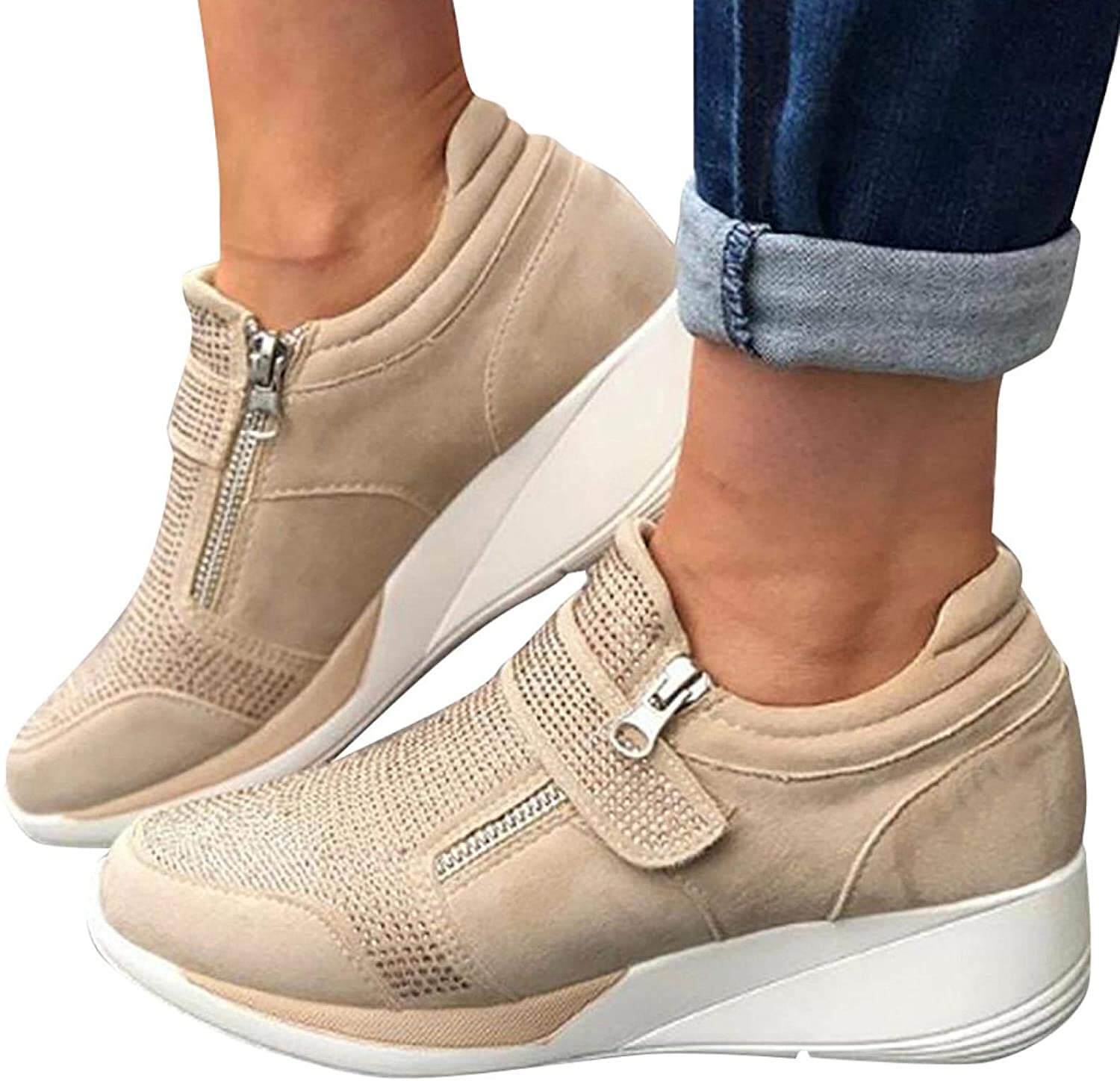 Plateau-Sneakers Mit Reißverschluss Für Frauen