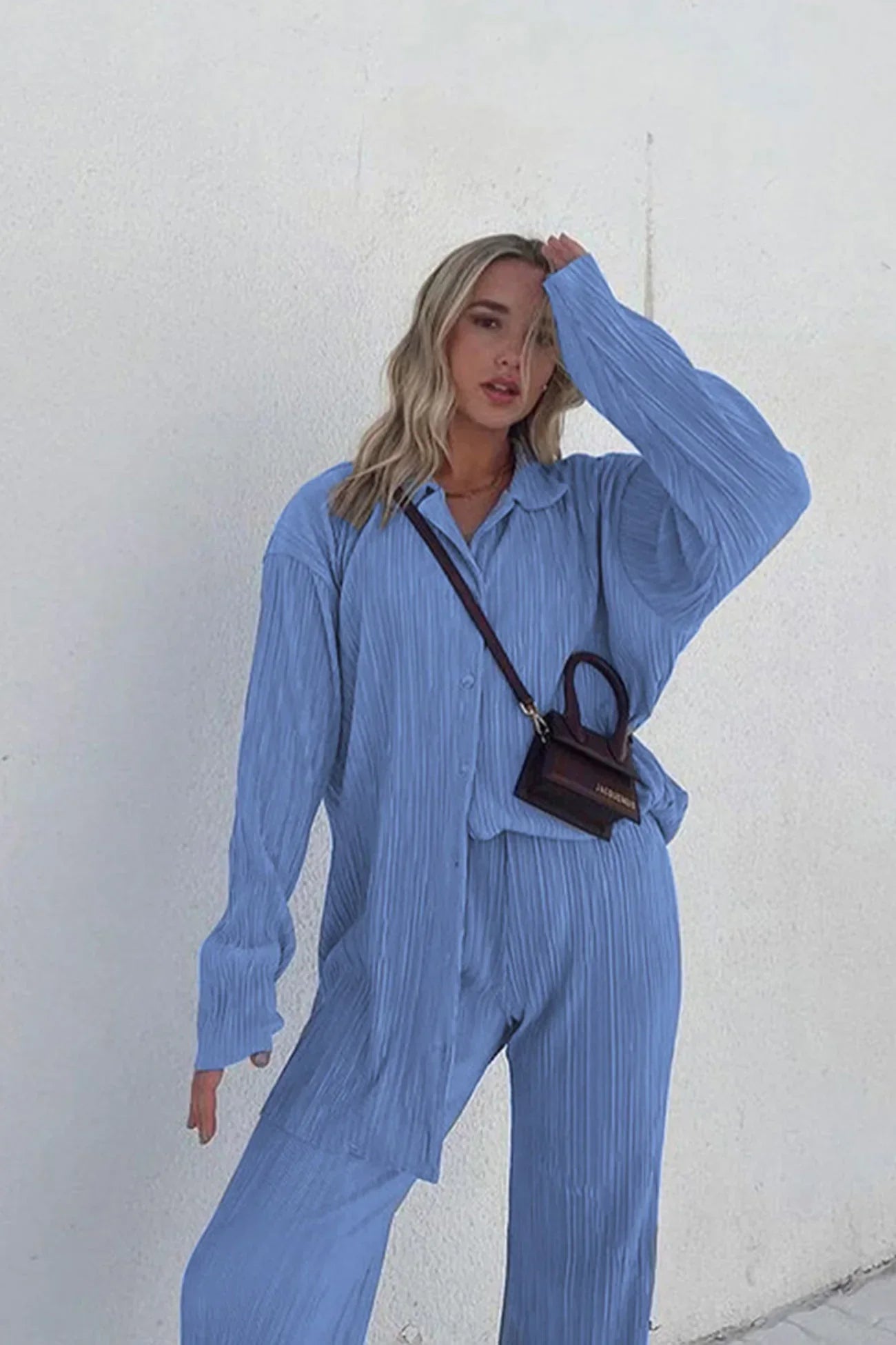 Variant image for Damen Set Leinen Twin Set Legeres Hemd und Hose für Sommer-21