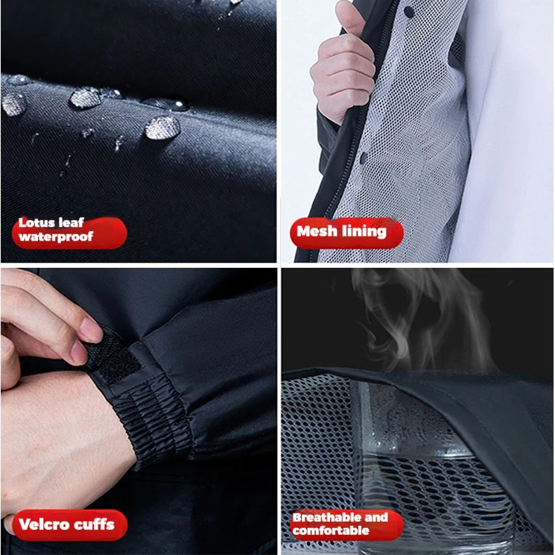 Regenanzug für Erwachsene, wasserdicht, vielseitig einsetzbar für Motorrad und E-Bike 3