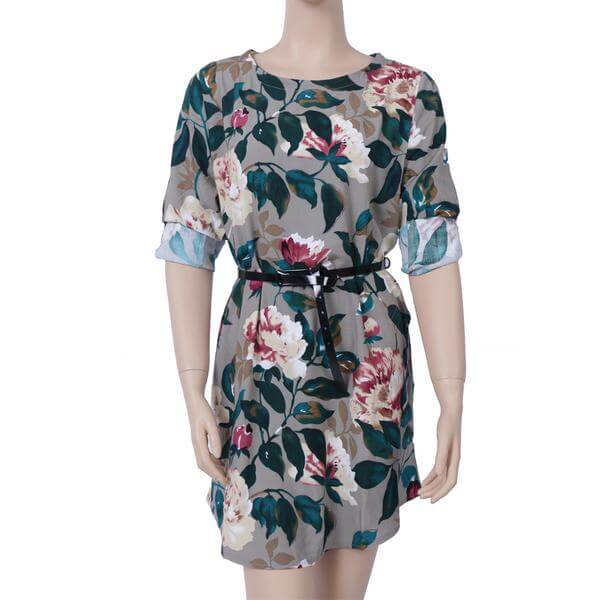 Retro Floral Langärmeliges Kleid