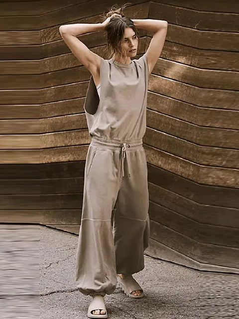 Variant image for Damen Jumpsuit Lässig mit Kordelzug und Offenem Rücken aus Polyester-15