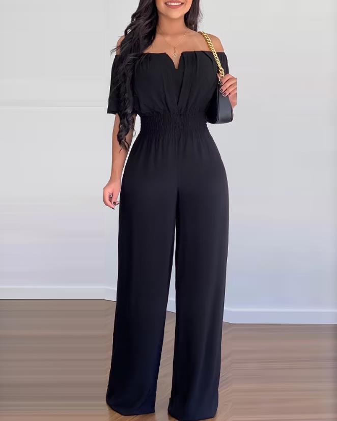 Damen Jumpsuit Off-Shoulder Festlich mit Plisseedetails aus Polyester-1