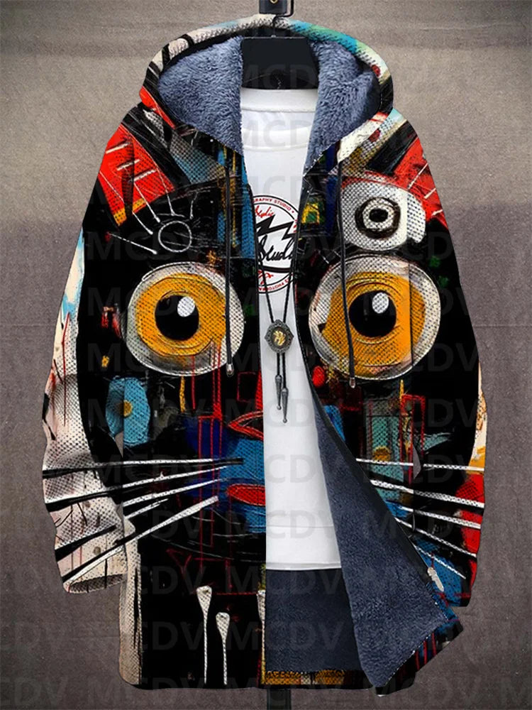 Variant image for Damen Mantel Katzenmuster Lockere Passform Weiche Atmungsaktive Mischung-1