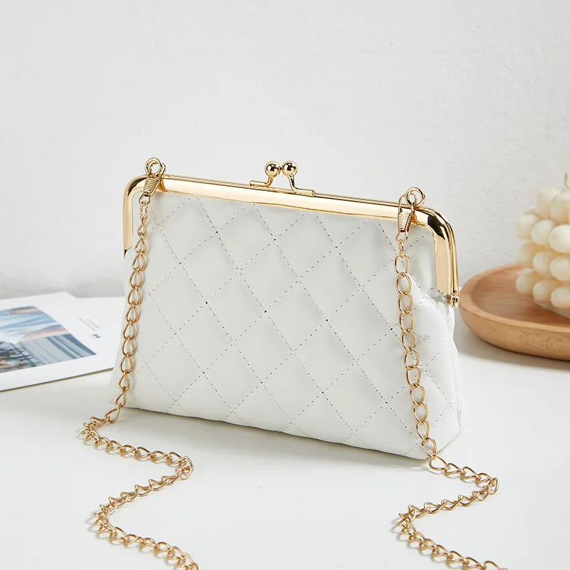 Damen Umhängetasche Kunstleder mit Kettenverschluss und Modernem Design 3