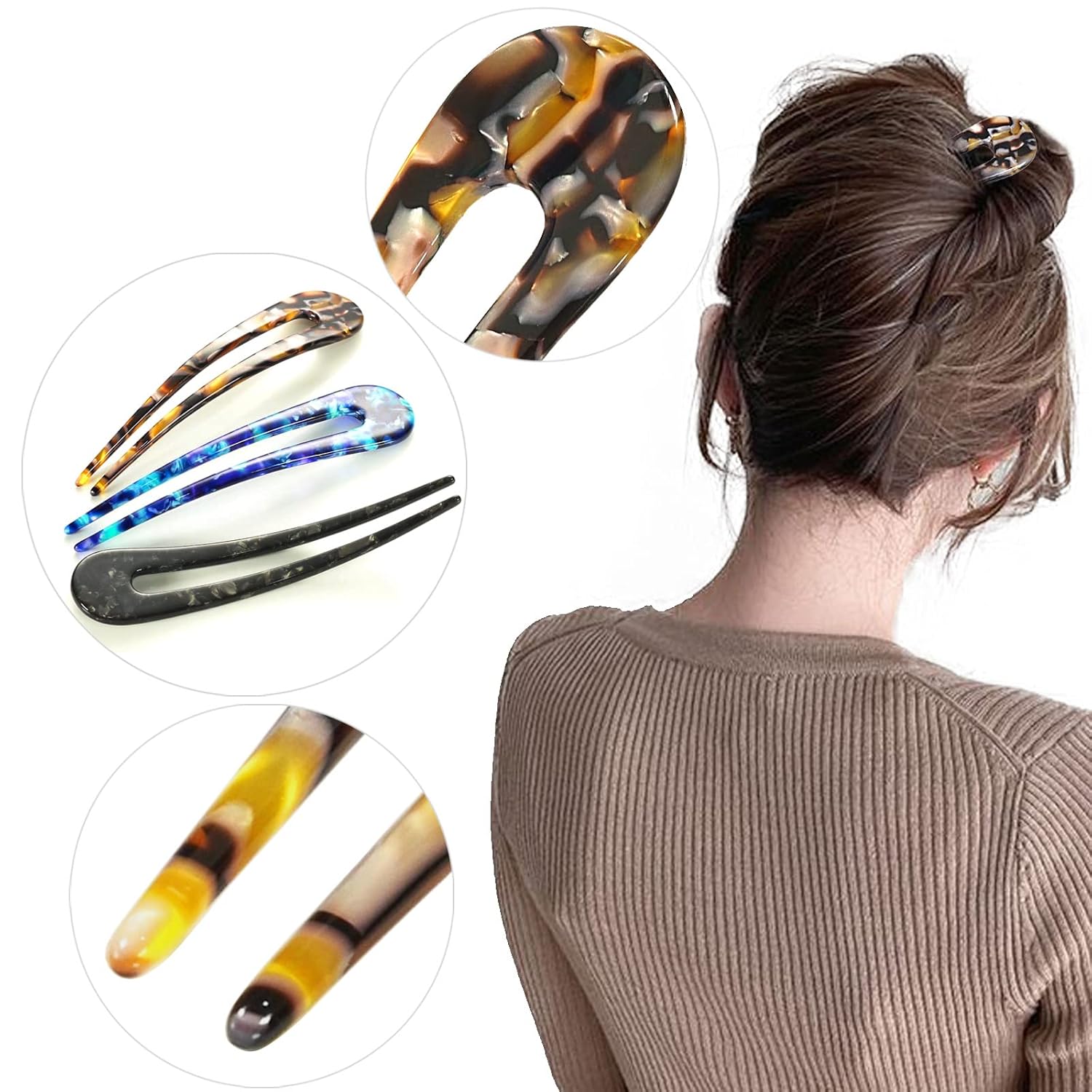 U-förmige Haarnadeln für Frauen - Stilvolle Haarnadel für kreative Frisuren und eleganten Look 5