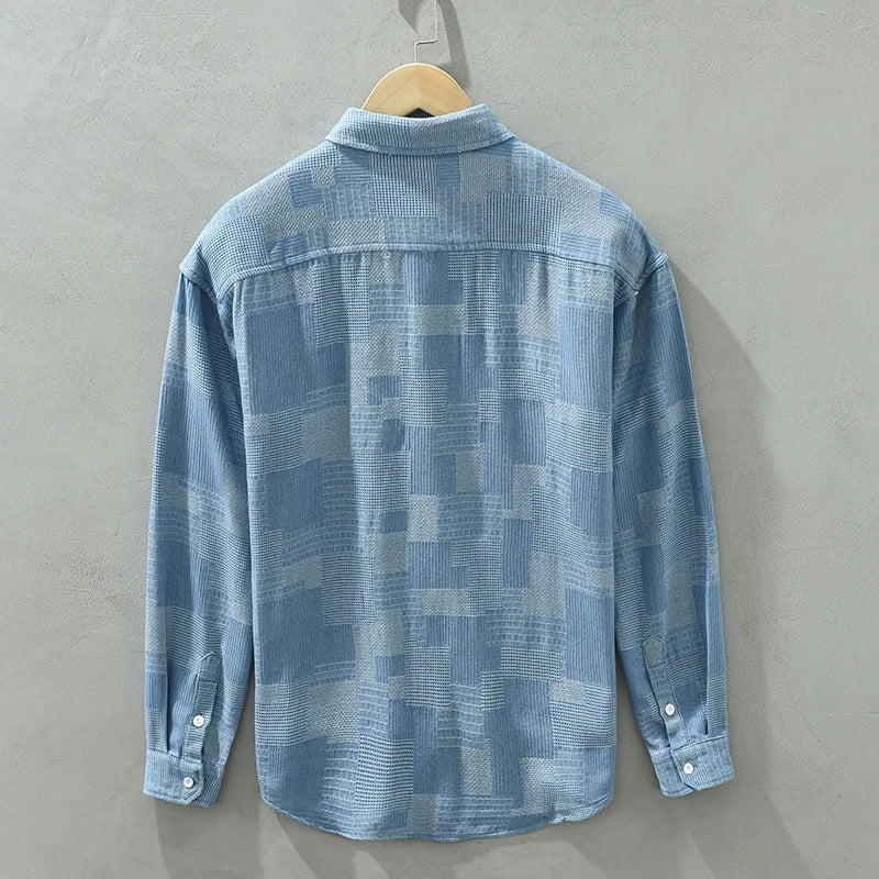 Herren Langarmshirt Patchwork Baumwolle Polyester Stylish 3