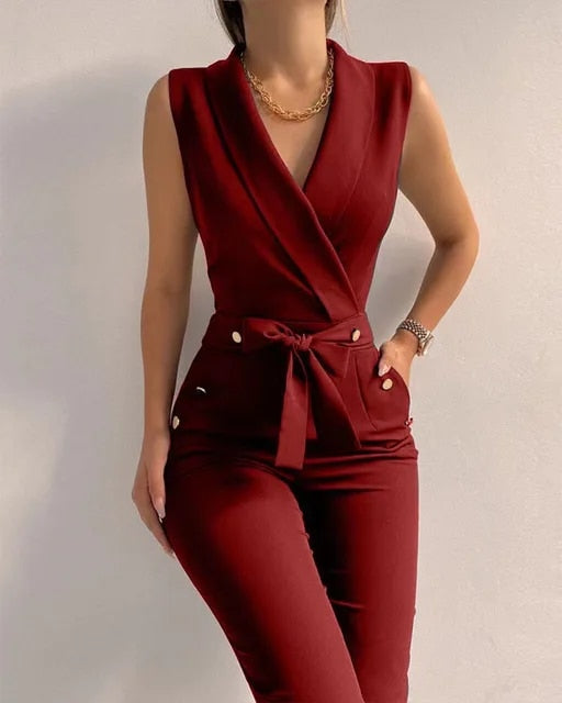 Variant image for Damen Jumpsuit Festlich Ärmellos V-Ausschnitt Polyester Eleganter Schnitt für Hochzeit-21