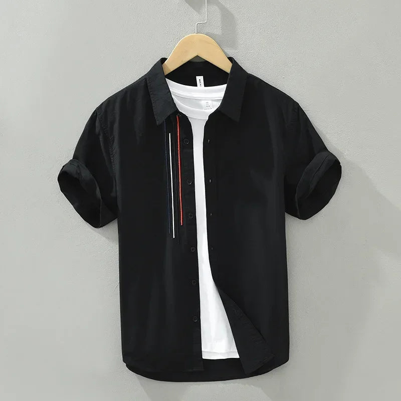 Herren Hemd Kurzarm Atmungsaktiv Baumwolle für den Sommer 1