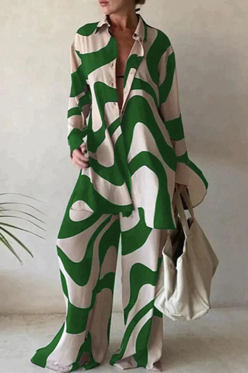 Variant image for Damen Set Leinenhose und Leinenhemd Elegantes Sommer Outfit-8