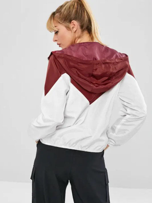 Zweifarbige Windbreaker-Jacke