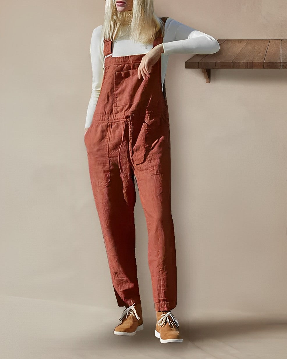 Damen Jumpsuit Lässiger Sommer Stil Atmungsaktive Baumwolle 1