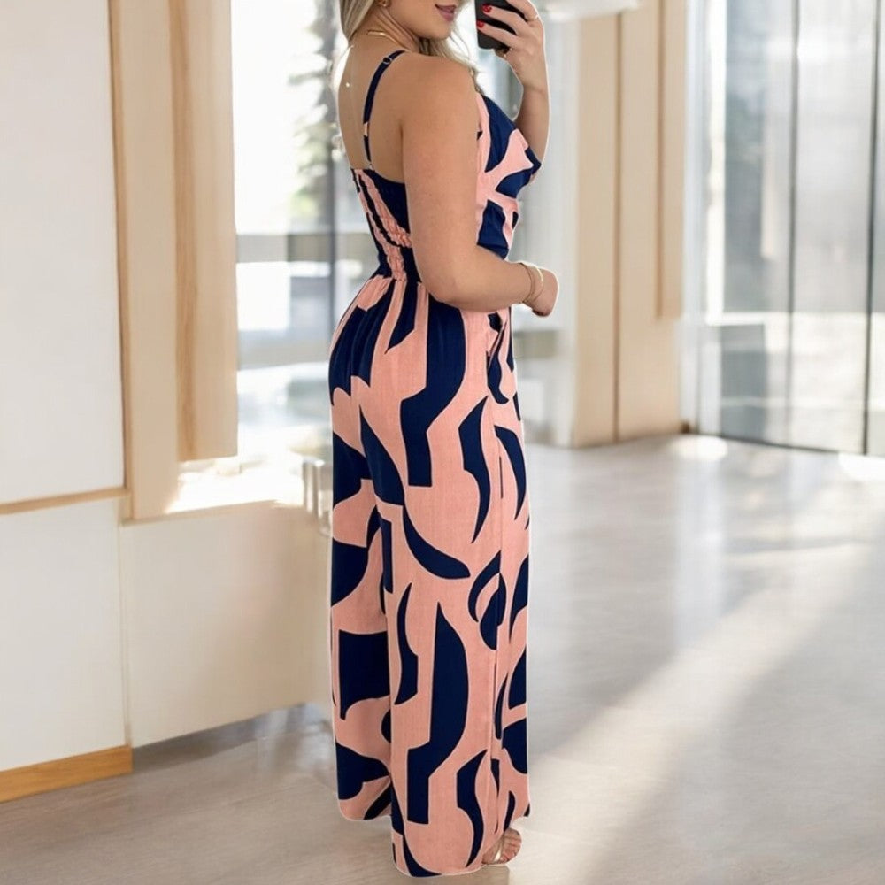 Overalls mit weitem Bein und V-Ausschnitt