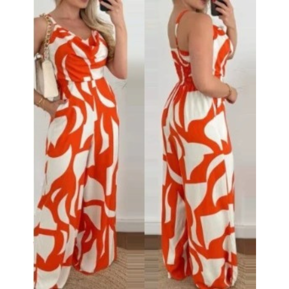 Overalls mit weitem Bein und V-Ausschnitt