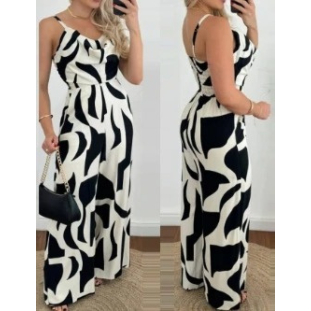 Overalls mit weitem Bein und V-Ausschnitt