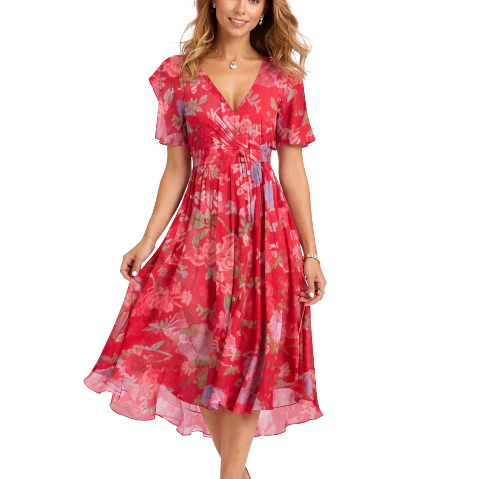 Damenkleid V-Ausschnitt Festlich Elegantes Design Hochwertiger Stoff