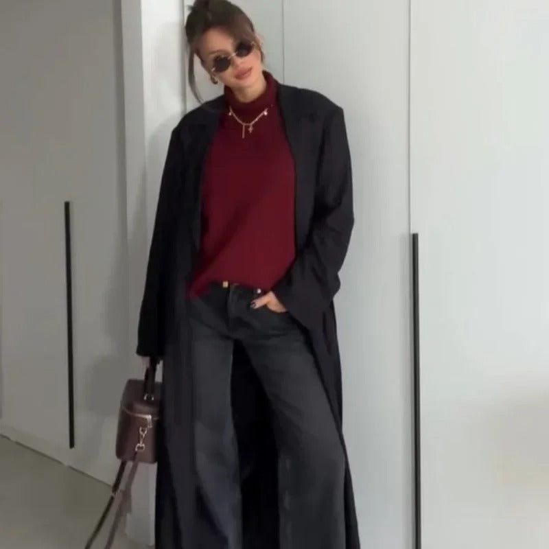 Lässiger Strickpullover mit hohem Kragen