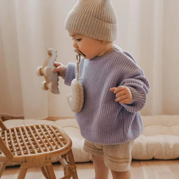 Einfarbiger Kinder-Strickpullover