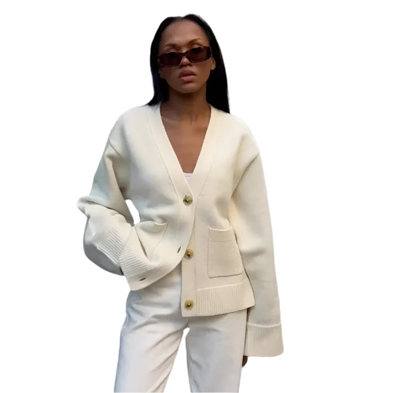 Feste Damenjacke mit V-Ausschnitt und Tasche