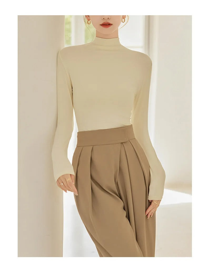 Langärmeliges Damen-T-Shirt mit hohem Kragen