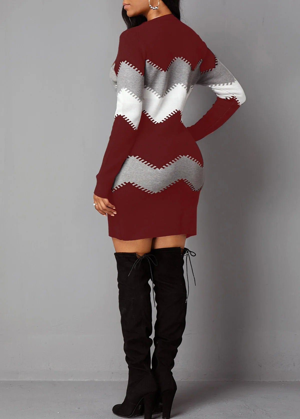 Damen Vintage Streifen Boho Kleid