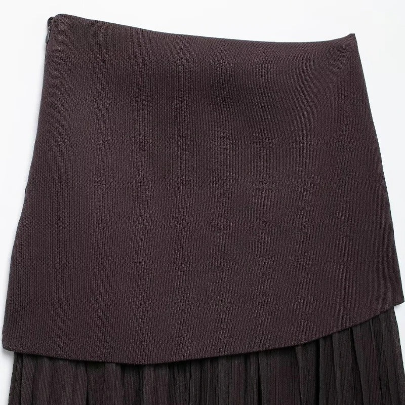 Damen Midirock mit Falten und seitlichem Reißverschluss