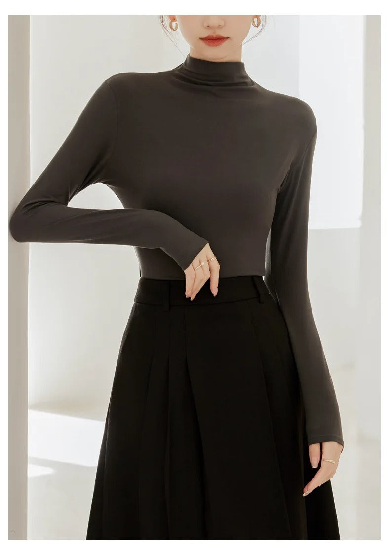 Langärmeliges Damen-T-Shirt mit hohem Kragen