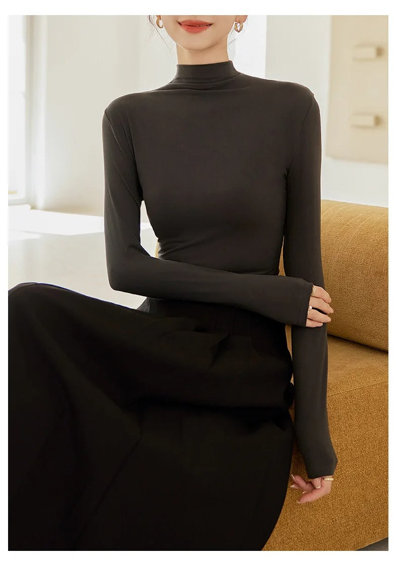 Langärmeliges Damen-T-Shirt mit hohem Kragen