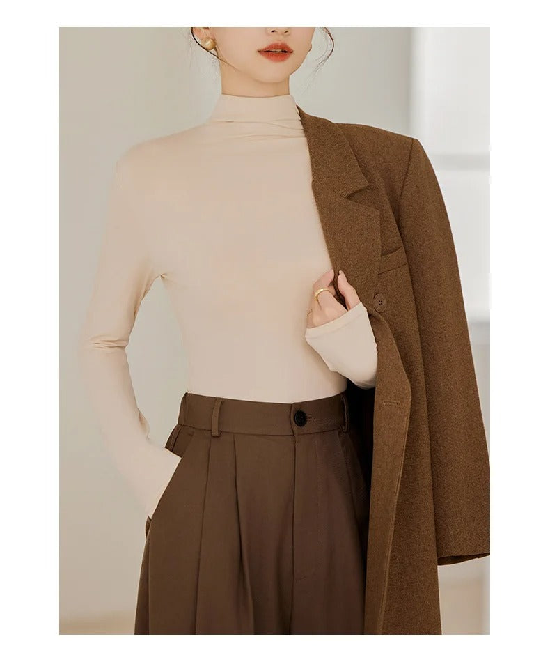 Langärmeliges Damen-T-Shirt mit hohem Kragen