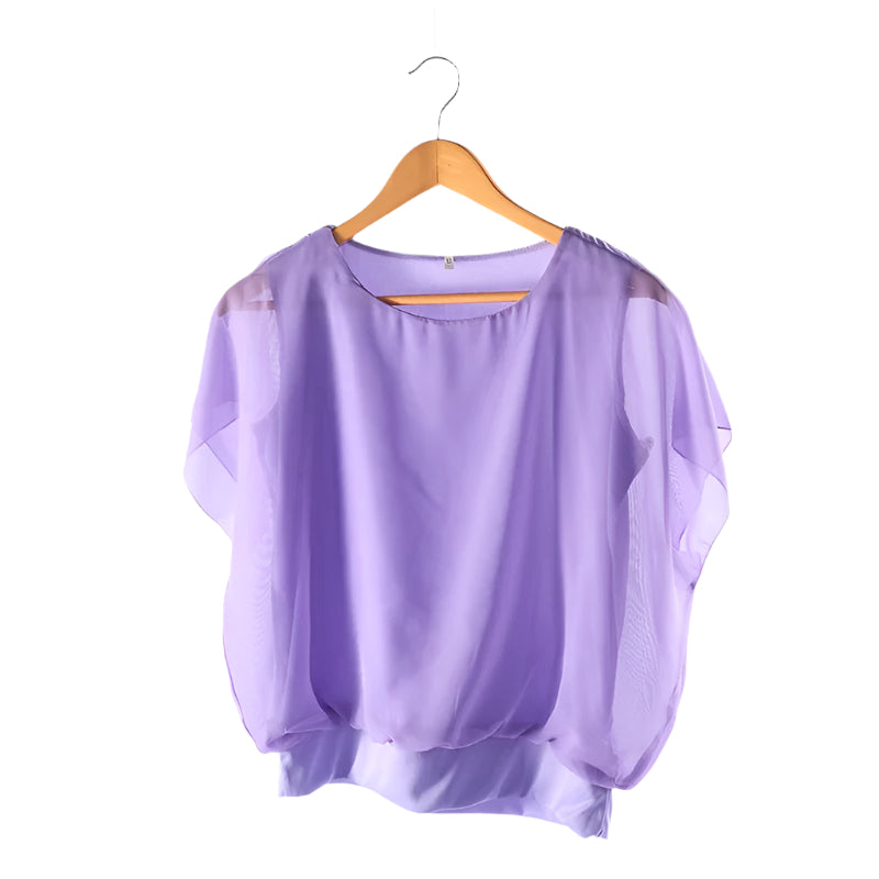 Frauen Rüschenärmel Chiffon Bluse