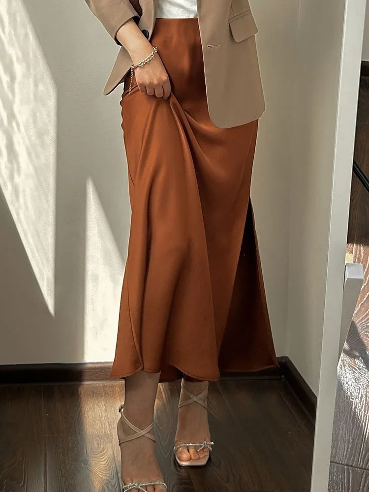 Satin-Faltenrock für Damen