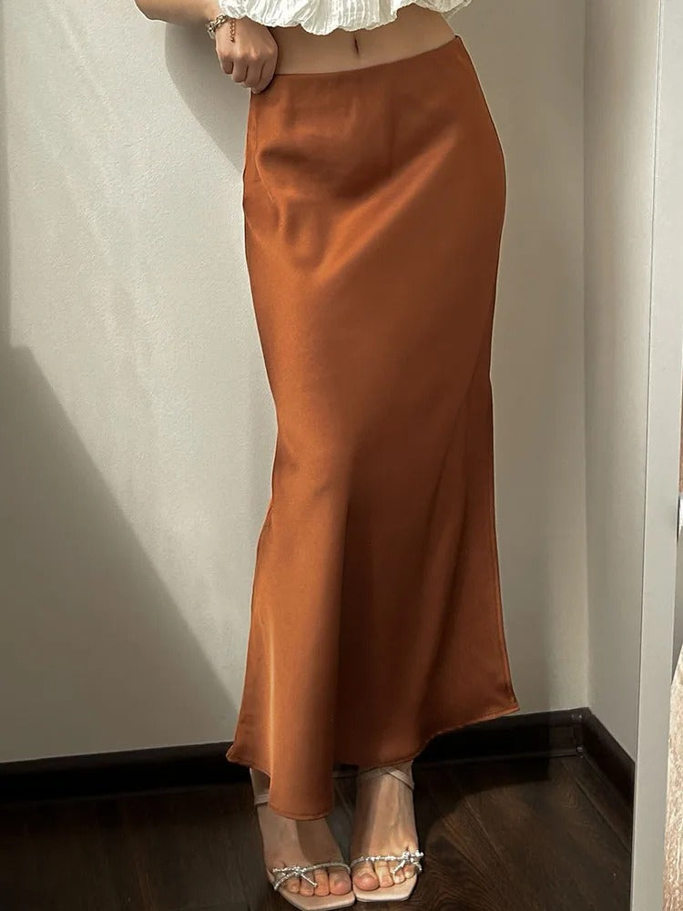 Satin-Faltenrock für Damen