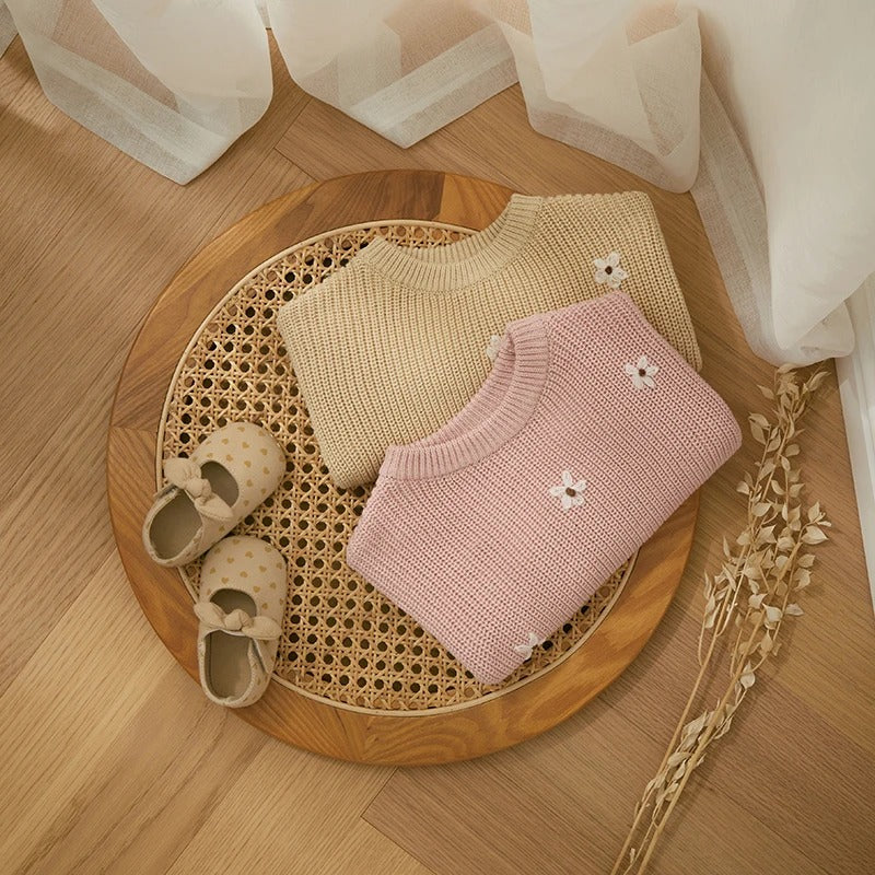 Blumenstrickpullover für Kinder