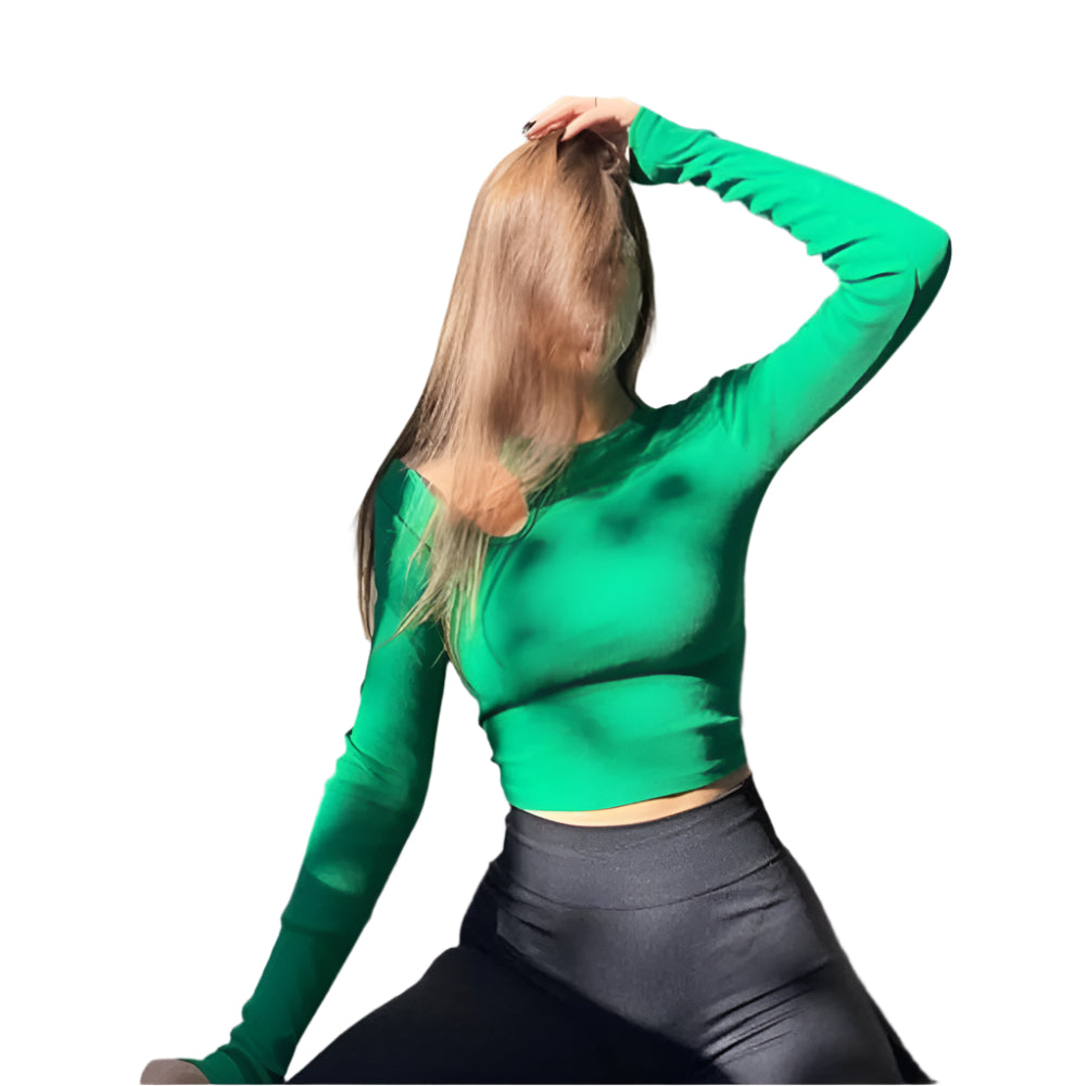 Langärmeliges Crop-Top aus Rippenstrick für Frauen