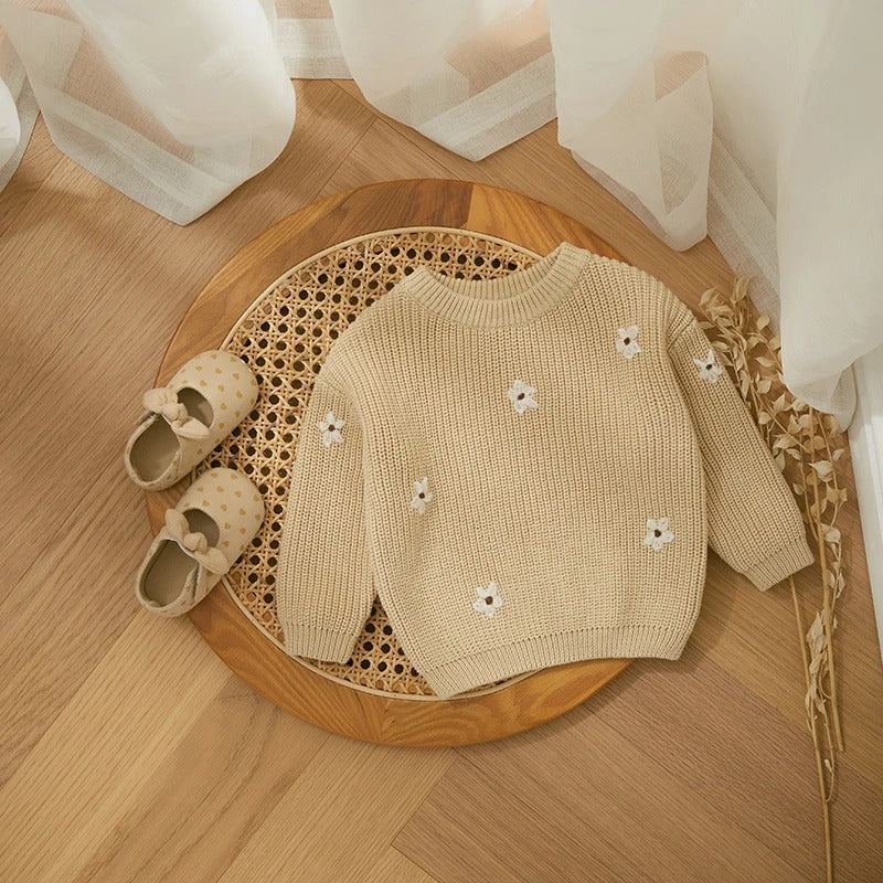 Blumenstrickpullover für Kinder