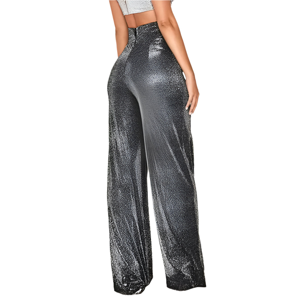 Damenhose mit hoher Taille und weitem Bein