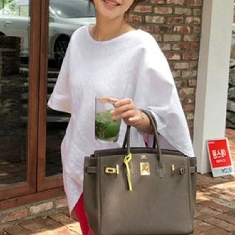 Asymmetrische Bluse mit halben Ärmeln für Damen