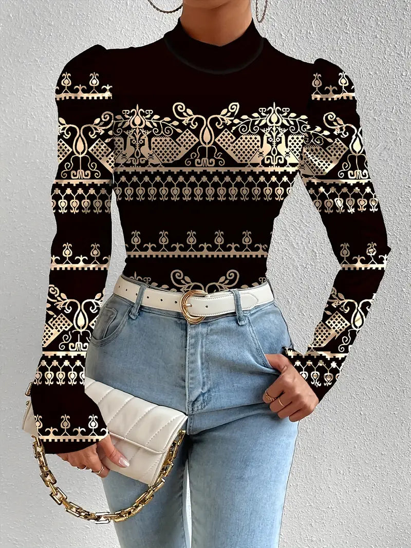 Variant image for Damen Satin Top Festlich Blumenmuster Elegantes Oberteil-25