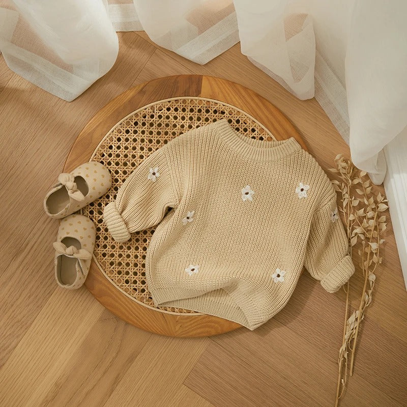 Blumenstrickpullover für Kinder