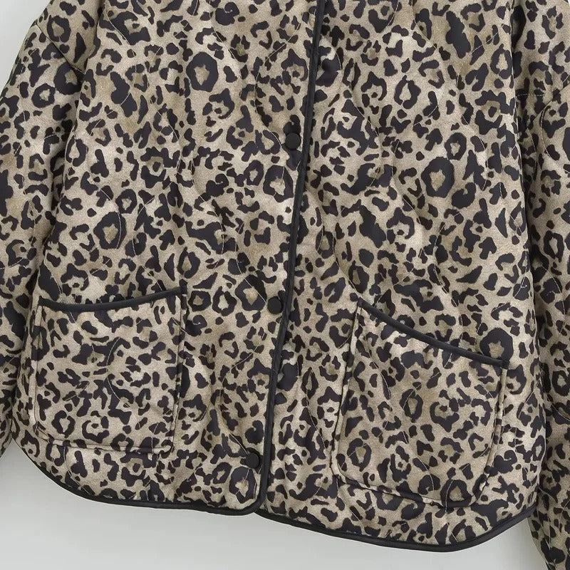 Gesteppte Jacke mit Leopardenmuster für Damen