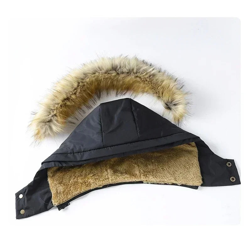 Warmer Pelzmantel mit Kapuze für Männer