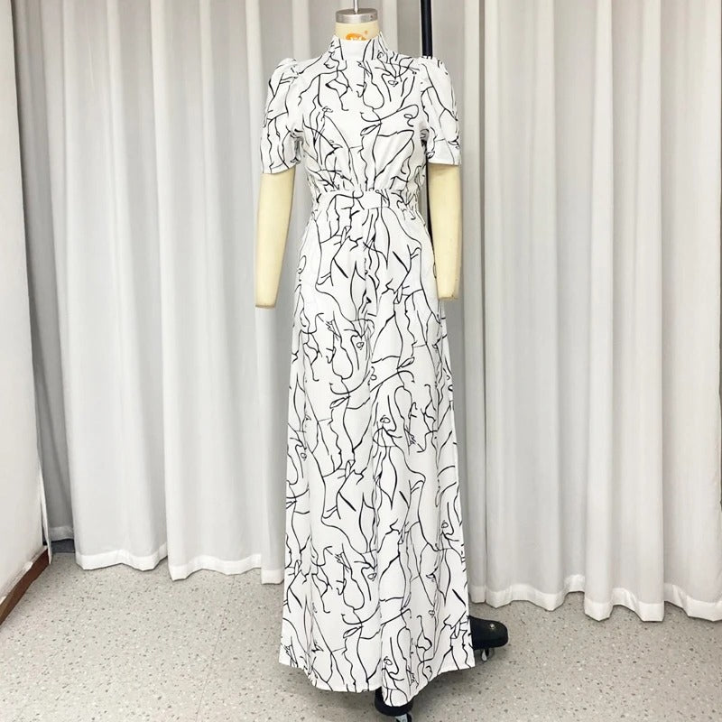 Hose mit weitem Bein und Kunstmuster im Neckholder-Stil